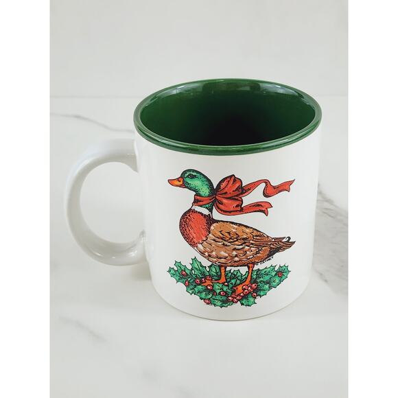 Marvelous Mug Potpourri Press Coffee Mug Teacup 10oz Duck Holly Berry 1987 Korea - Picture 6 of 15